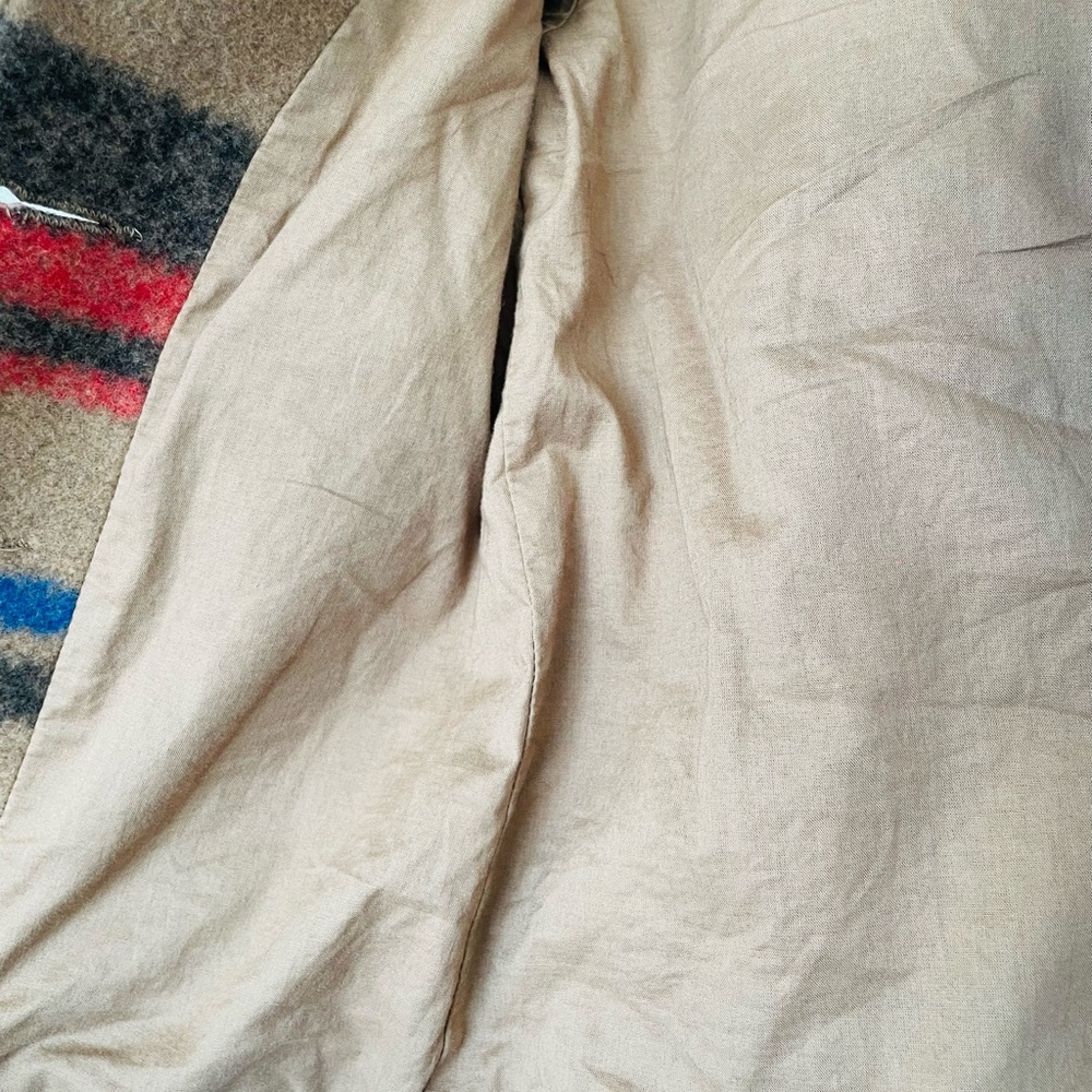 Banana Republic, Striped Wool-Blend Coat - Tan with Blue & Red Stripes - Picture 4 of 5